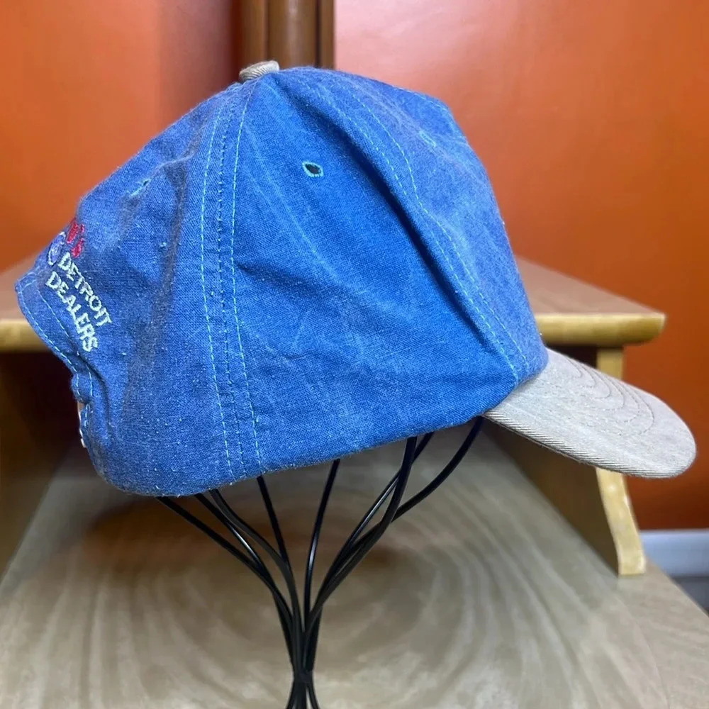 Vintage 90s Detroit Marathon Ford Snapback Hat Blue Denim Embroidered Cap USA - Picture 6 of 11
